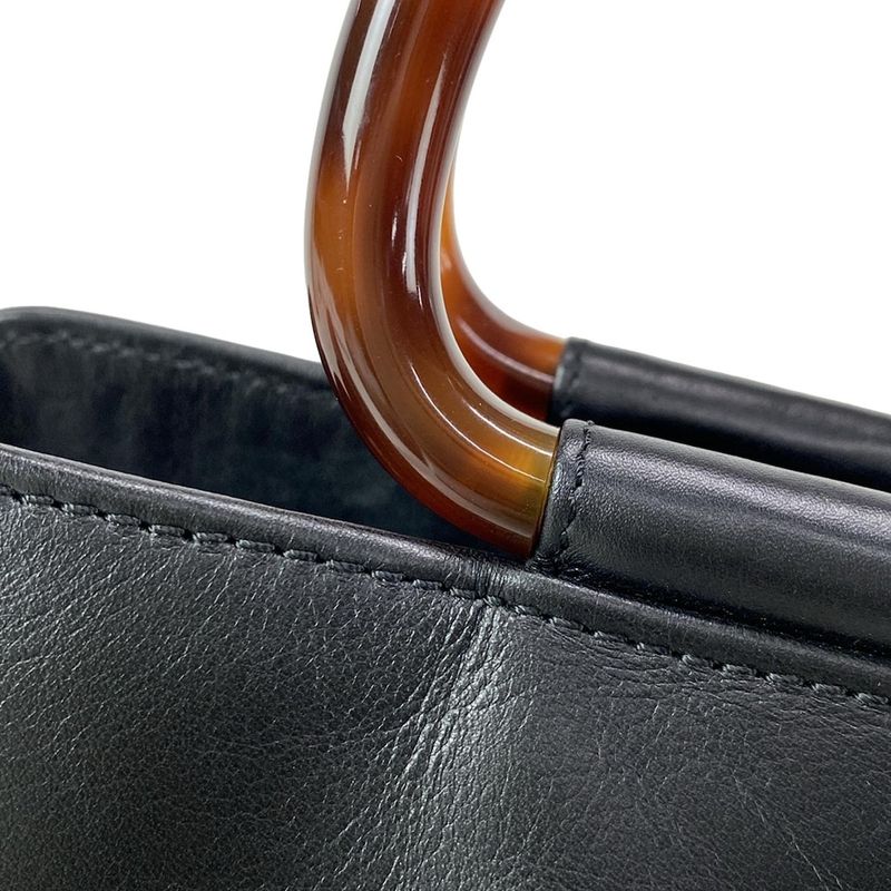 Chanel Handbag - Black X Dark Brown Plastic Handle Leather