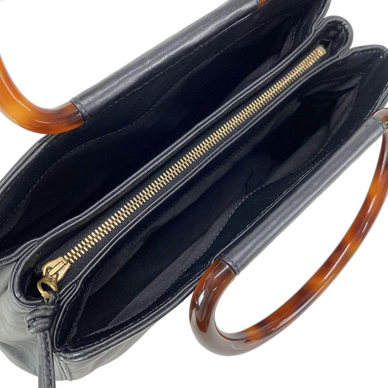 Chanel Handbag - Black X Dark Brown Plastic Handle Leather