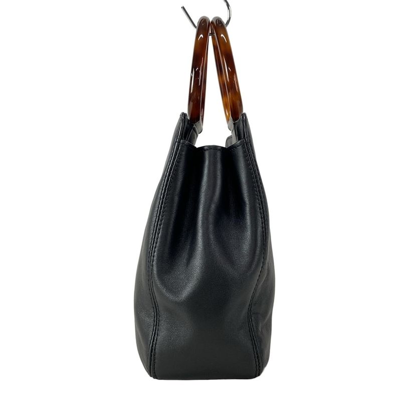 Chanel Handbag - Black X Dark Brown Plastic Handle Leather