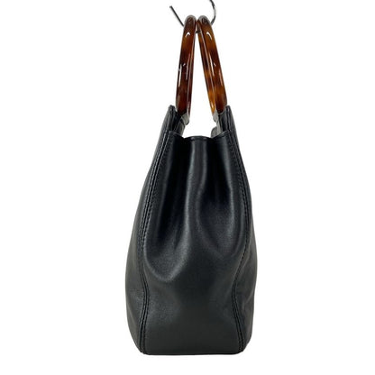 Chanel Handbag - Black X Dark Brown Plastic Handle Leather