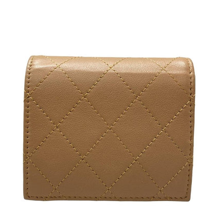Chanel Bifold Wallet Matelasse Light Brown Silver Hardware Leather