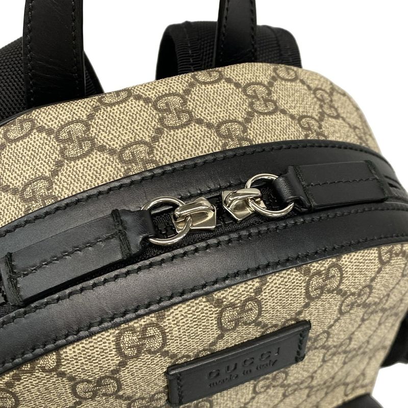 Gucci Backpack Sac GG Supreme Canvas Small Backpack 429020 Beige X Black Leather