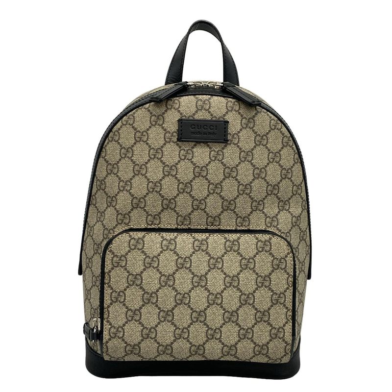 Gucci Backpack Sac GG Supreme Canvas Small Backpack 429020 Beige X Black Leather