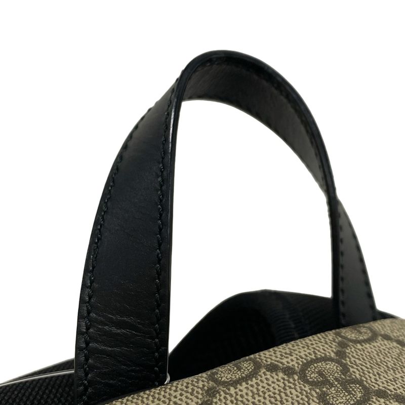 Gucci Backpack Sac GG Supreme Canvas Small Backpack 429020 Beige X Black Leather