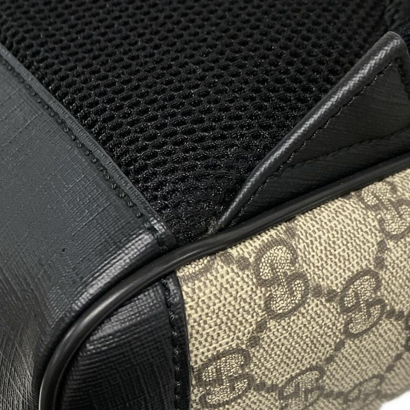 Gucci Backpack Sac GG Supreme Canvas Small Backpack 429020 Beige X Black Leather