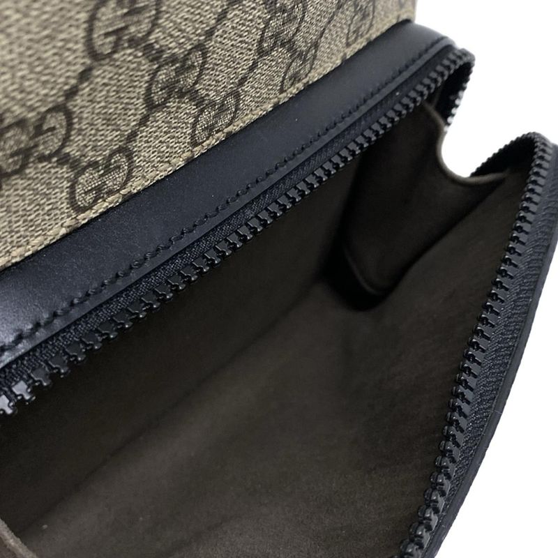 Gucci Backpack Sac GG Supreme Canvas Small Backpack 429020 Beige X Black Leather