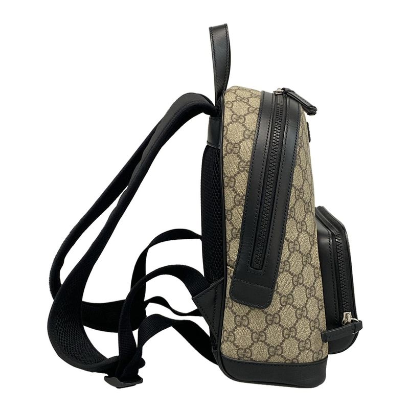 Gucci Backpack Sac GG Supreme Canvas Small Backpack 429020 Beige X Black Leather