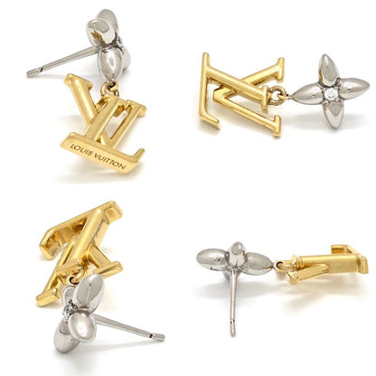 Louis Vuitton Earrings Pandant Iconic Flower Both Ears Gold Silver