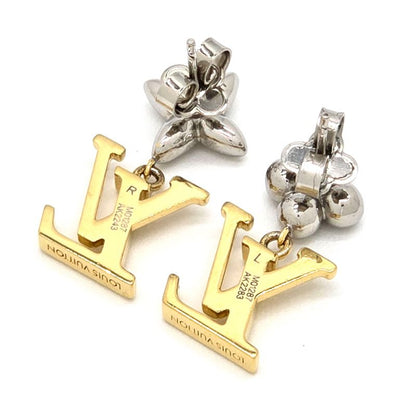 Louis Vuitton Earrings Pandant Iconic Flower Both Ears Gold Silver