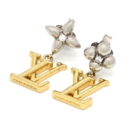 Louis Vuitton Earrings Pandant Iconic Flower Both Ears Gold Silver