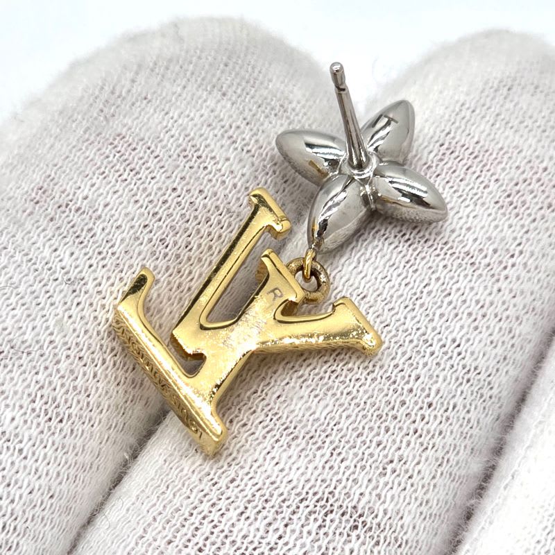 Louis Vuitton Earrings Pandant Iconic Flower Both Ears Gold Silver