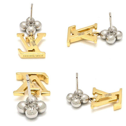 Louis Vuitton Earrings Pandant Iconic Flower Both Ears Gold Silver