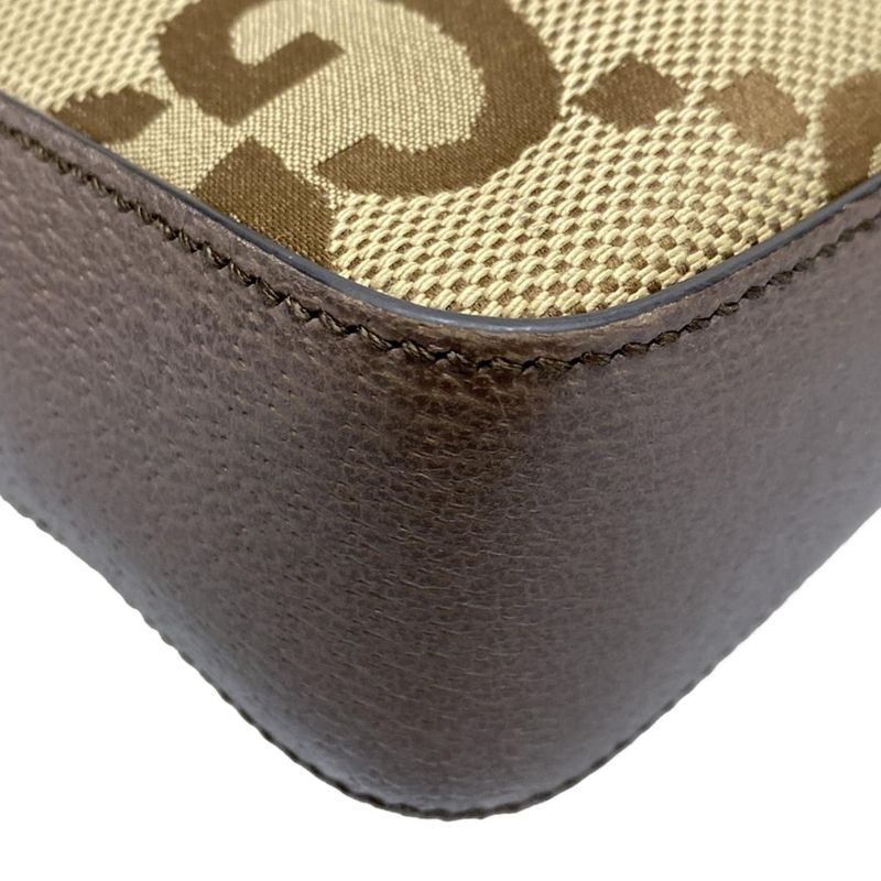 Gucci Shoulder Bag Jumbo GG 675891 Dark Brown X Beige X Multi Leather