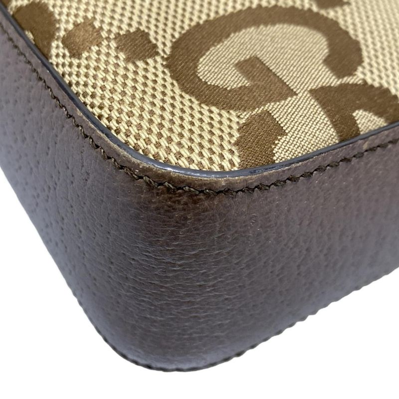 Gucci Shoulder Bag Jumbo GG 675891 Dark Brown X Beige X Multi Leather