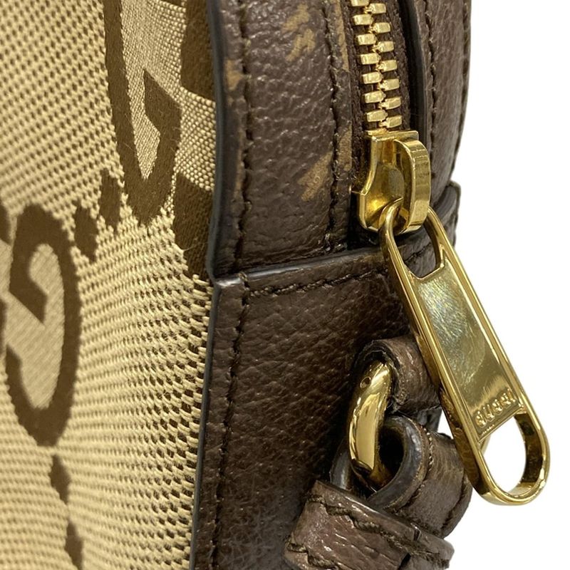 Gucci Shoulder Bag Jumbo GG 675891 Dark Brown X Beige X Multi Leather