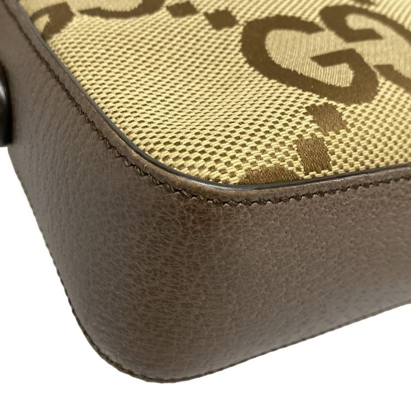 Gucci Shoulder Bag Jumbo GG 675891 Dark Brown X Beige X Multi Leather