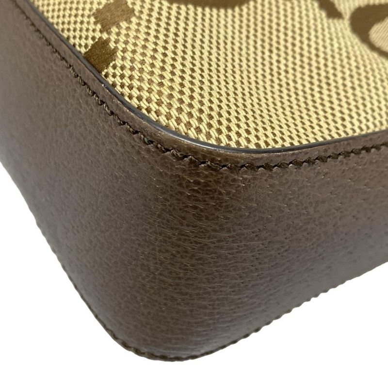 Gucci Shoulder Bag Jumbo GG 675891 Dark Brown X Beige X Multi Leather