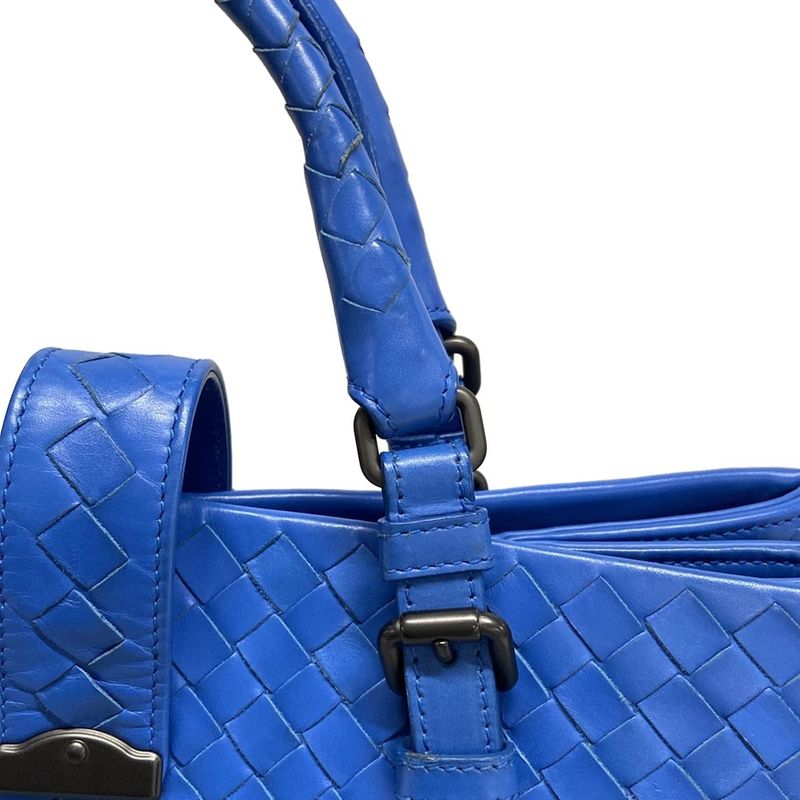 Bottega Veneta Handbag Small Rome Bag Blue Leather