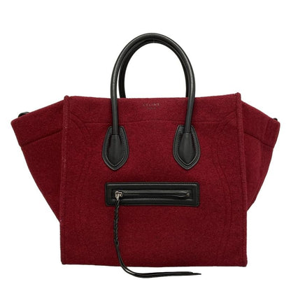 Celine Tote Bag Luggage Small Square Phantom Red X Black Leather