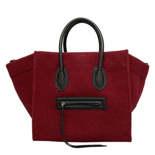 Celine Tote Bag Luggage Small Square Phantom Red X Black Leather