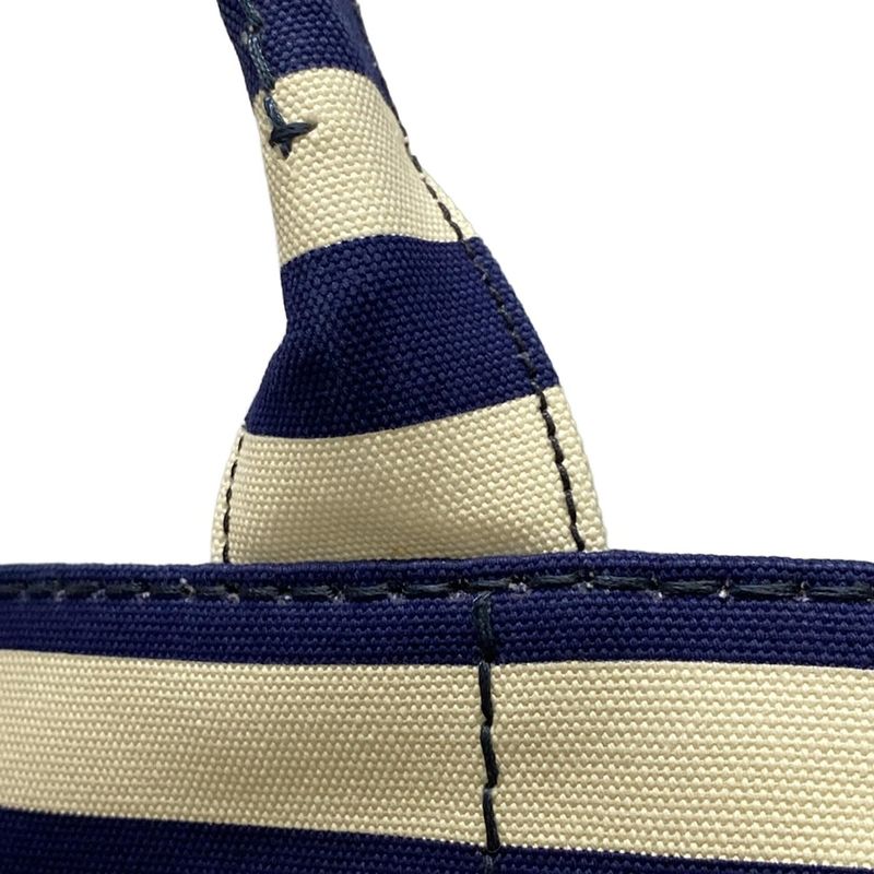Prada Tote Bag Canapa B2642b Navy X Ivory Border