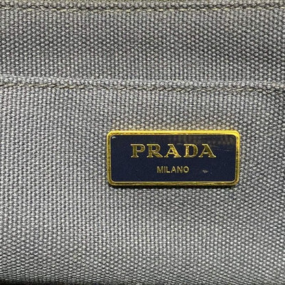 Prada Tote Bag Canapa B2642b Navy X Ivory Border