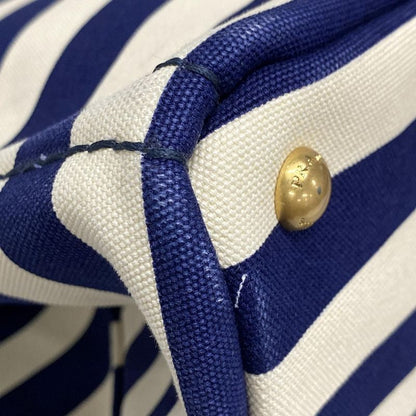 Prada Tote Bag Canapa B2642b Navy X Ivory Border