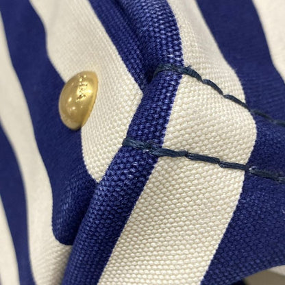 Prada Tote Bag Canapa B2642b Navy X Ivory Border