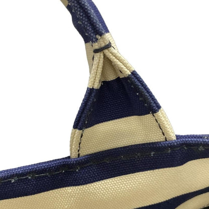 Prada Tote Bag Canapa B2642b Navy X Ivory Border