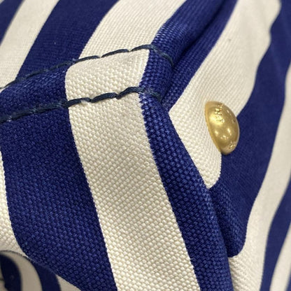 Prada Tote Bag Canapa B2642b Navy X Ivory Border