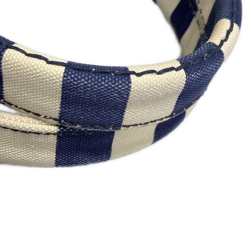 Prada Tote Bag Canapa B2642b Navy X Ivory Border