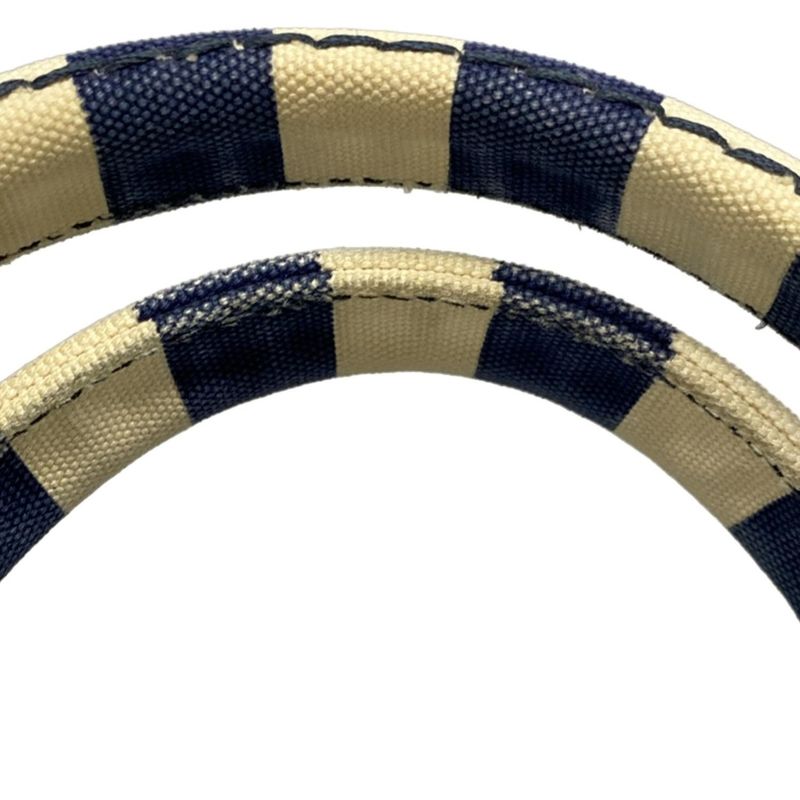 Prada Tote Bag Canapa B2642b Navy X Ivory Border