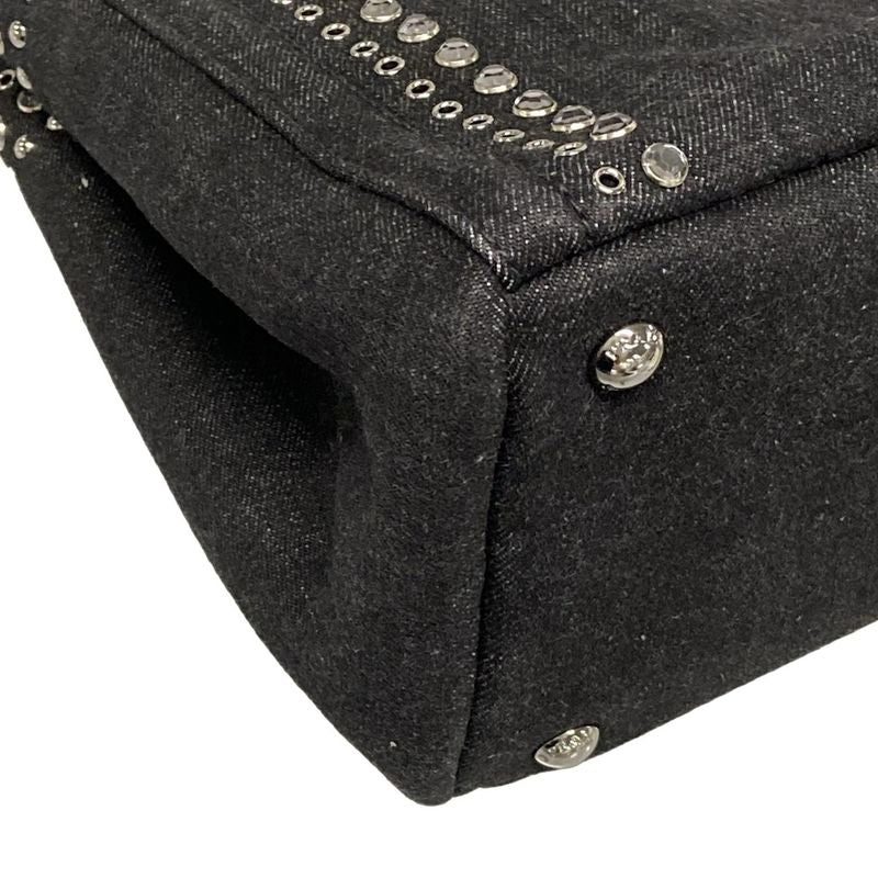Prada Tote Bag Canapa Bn2439 Black Bijou Studs