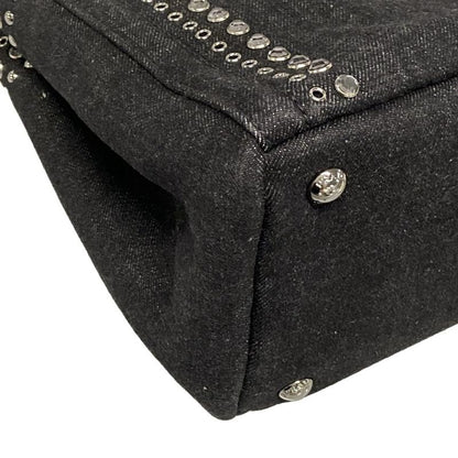 Prada Tote Bag Canapa Bn2439 Black Bijou Studs