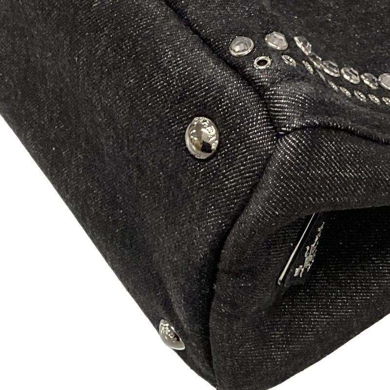 Prada Tote Bag Canapa Bn2439 Black Bijou Studs