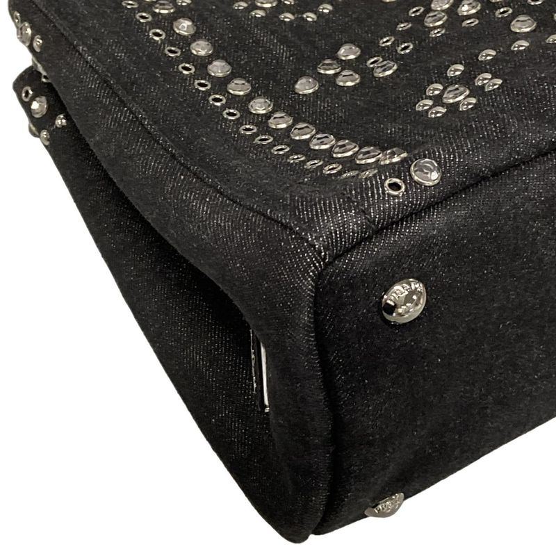 Prada Tote Bag Canapa Bn2439 Black Bijou Studs