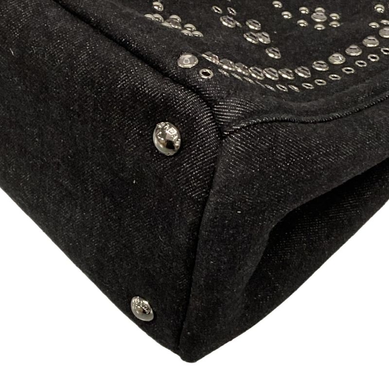 Prada Tote Bag Canapa Bn2439 Black Bijou Studs
