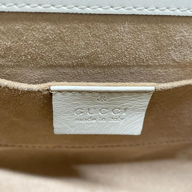 Gucci Shoulder Bag Padlock 432182 Ivory X Gold Chain Shoulder Faux Pearl Studs