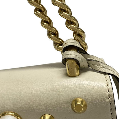 Gucci Shoulder Bag Padlock 432182 Ivory X Gold Chain Shoulder Faux Pearl Studs
