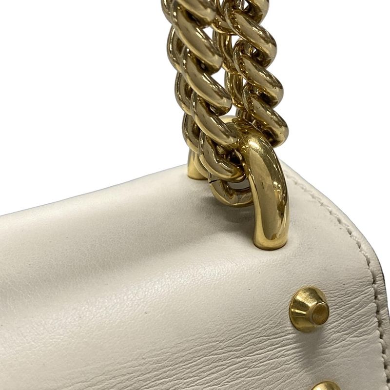 Gucci Shoulder Bag Padlock 432182 Ivory X Gold Chain Shoulder Faux Pearl Studs