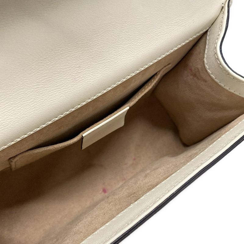 Gucci Shoulder Bag Padlock 432182 Ivory X Gold Chain Shoulder Faux Pearl Studs