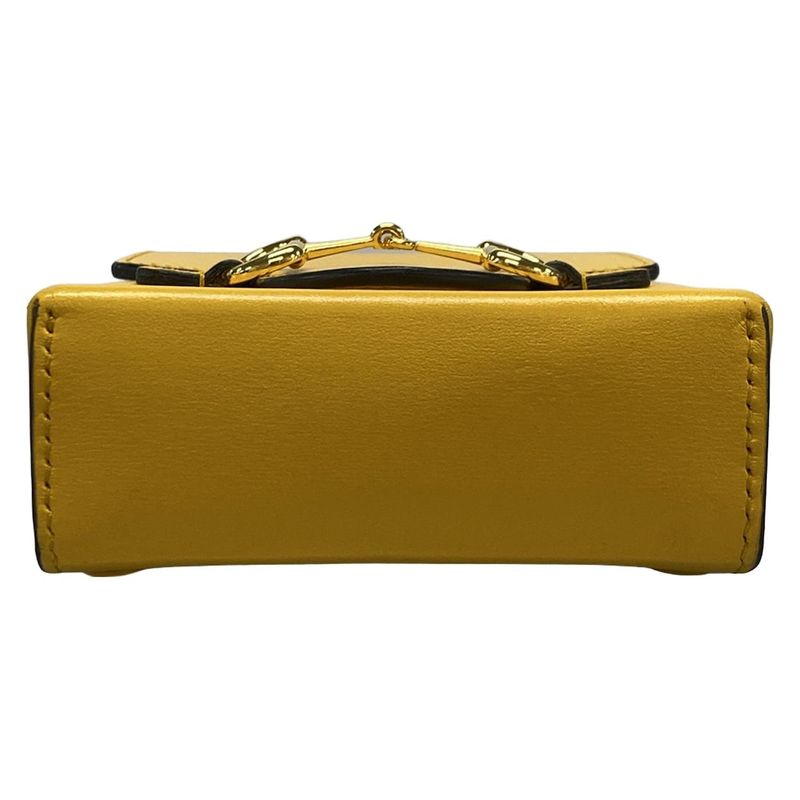 Gucci Shoulder Bag Horsebit 1955 625615 Yellow Leather