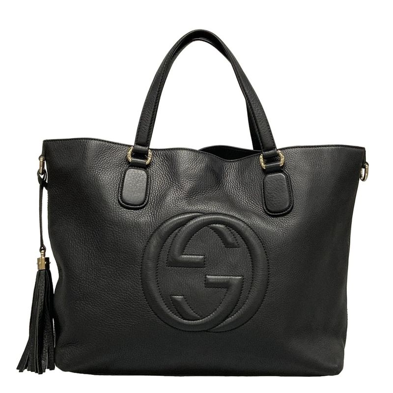 Gucci Tote Bag Soho 282303 Black Leather