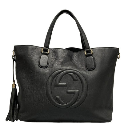 Gucci Tote Bag Soho 282303 Black Leather