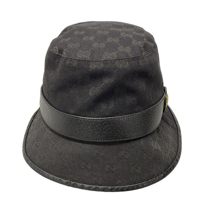 Gucci Hat M 58cm (22.83in) GG Canvas Bucket Hat 576587 Black Cotton