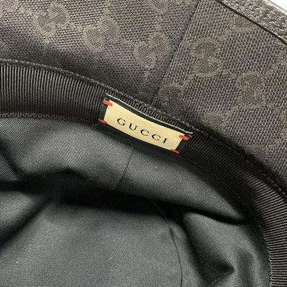 Gucci Hat M 58cm (22.83in) GG Canvas Bucket Hat 576587 Black Cotton