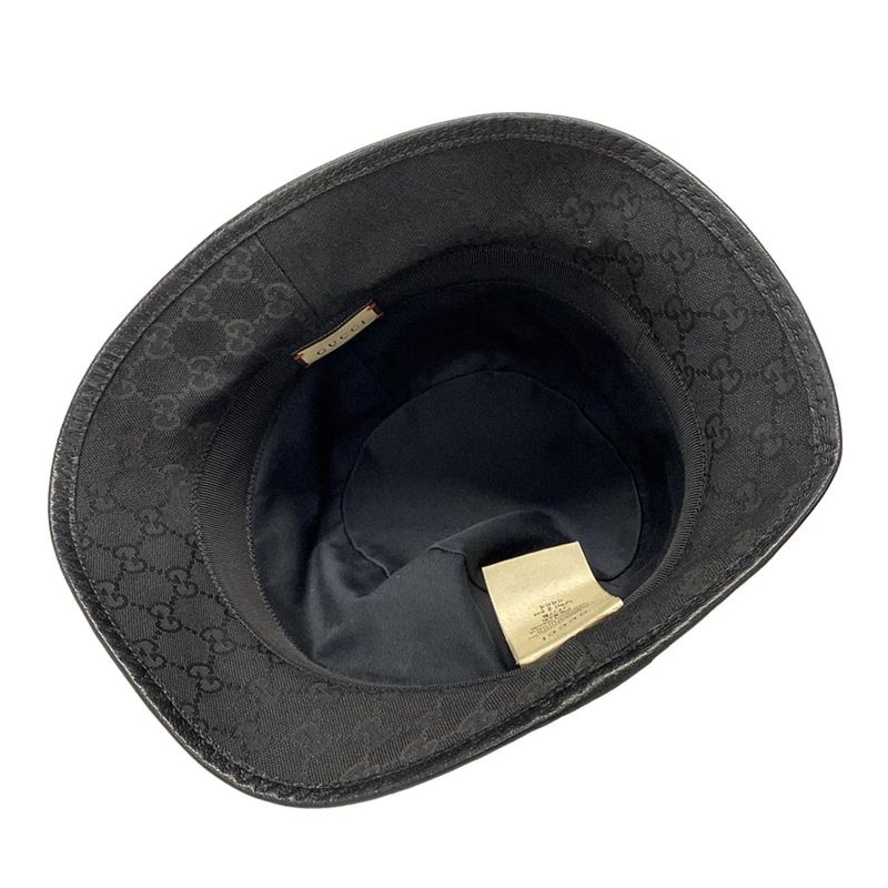 Gucci Hat M 58cm (22.83in) GG Canvas Bucket Hat 576587 Black Cotton