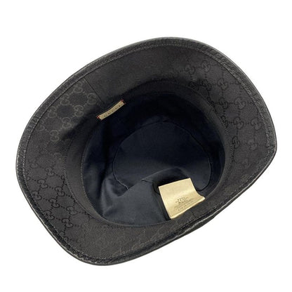 Gucci Hat M 58cm (22.83in) GG Canvas Bucket Hat 576587 Black Cotton
