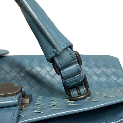 Bottega Veneta Handbag Small Rome Bag Blue Green Leather
