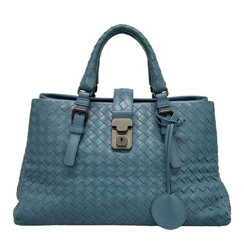 Bottega Veneta Handbag Small Rome Bag Blue Green Leather